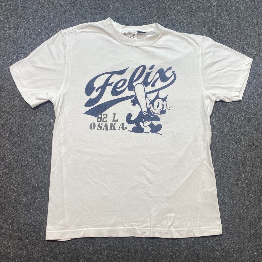 Felix the Cat Shirt Sz M Mens White Osaka Baseball Graphic Skater Streetwear Tee